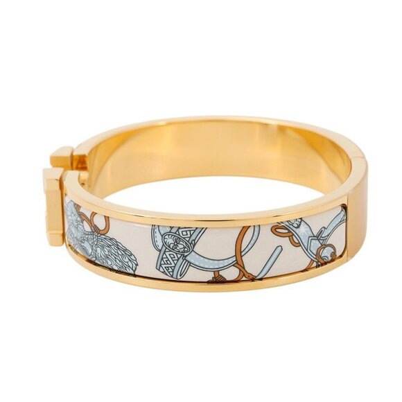 HERMES ClicH Honage Brides de Coeur Size PM Metal/Enamel Ivory/Light Blue - Picture 9 of 11